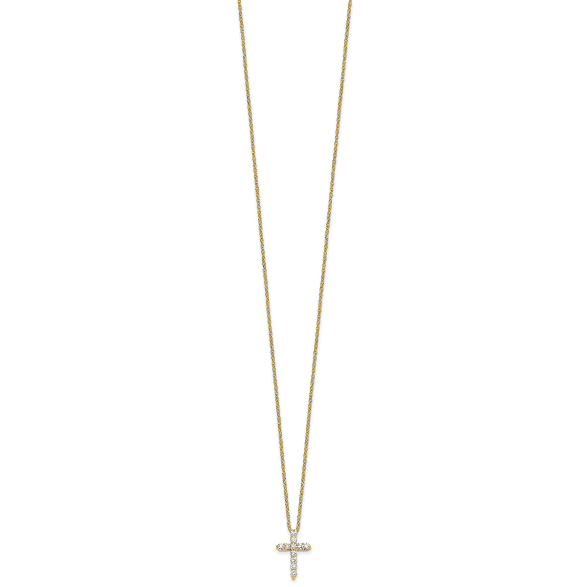 14k Polished 1/4 carat Diamond Cross Pendant 18 inch Necklace
