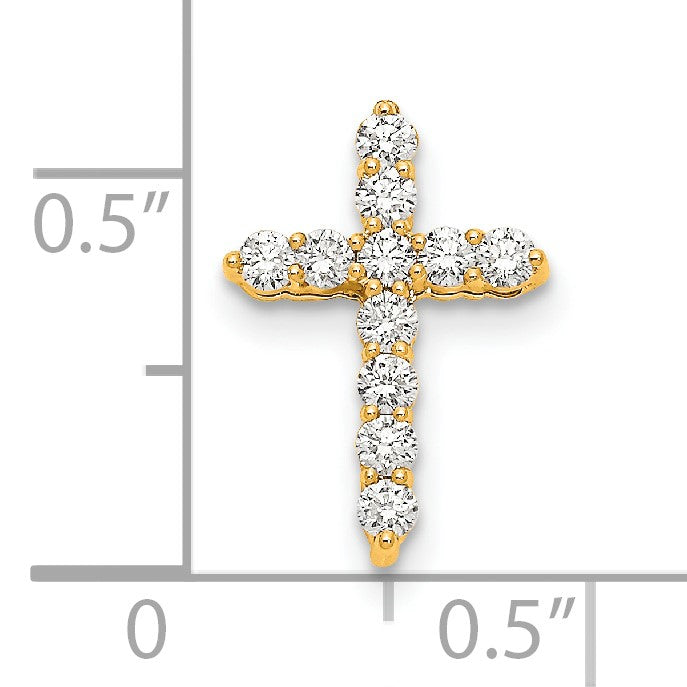 14k Polished 1/4 carat Diamond Cross Pendant 18 inch Necklace