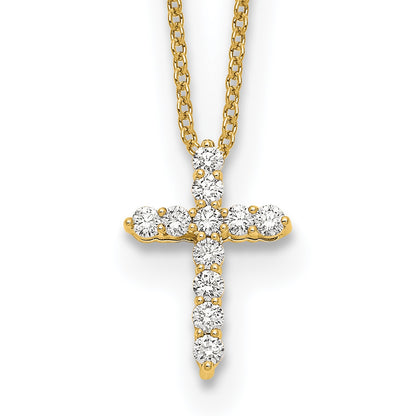 14k Polished 1/4 carat Diamond Cross Pendant 18 inch Necklace