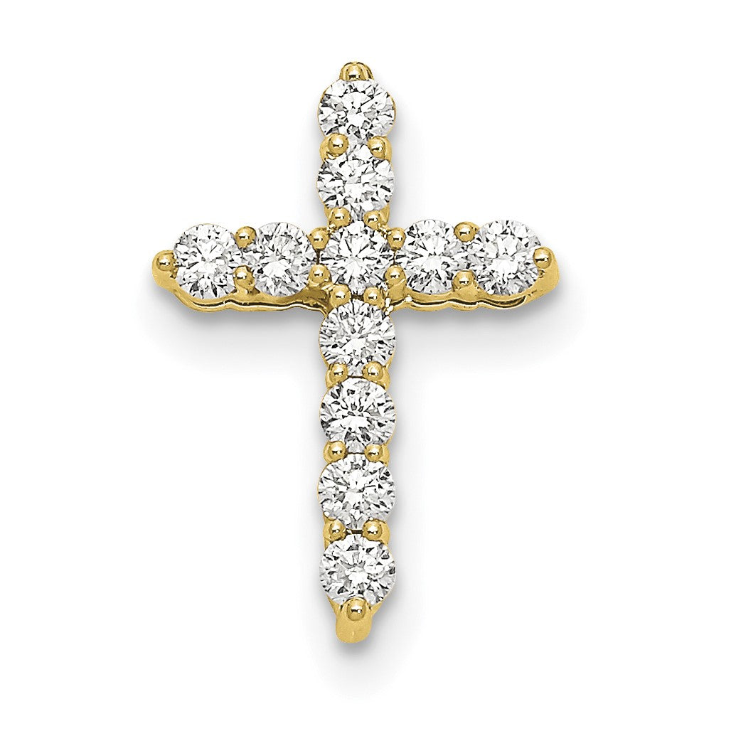 14k Polished 1/4 carat Diamond Cross Pendant 18 inch Necklace