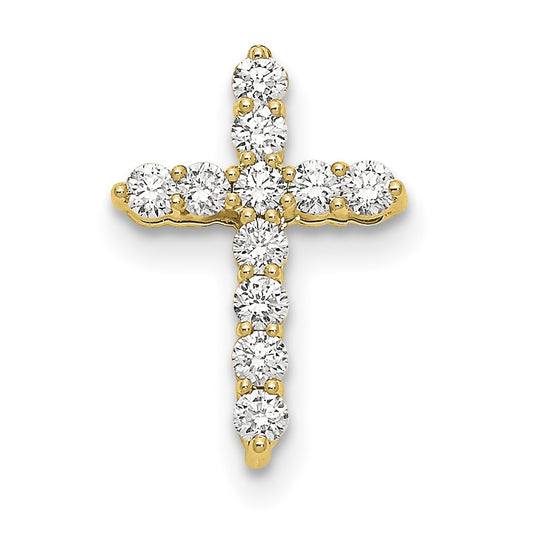 14k Polished 1/4 carat Diamond Cross Pendant 18 inch Necklace
