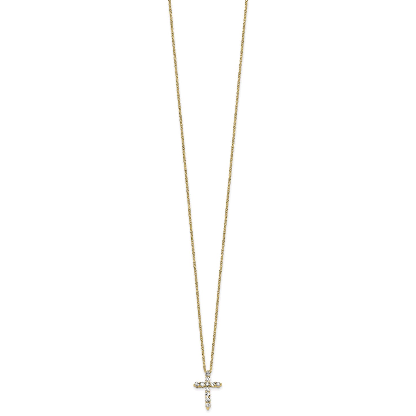14k Polished 1/3 carat Diamond Cross Pendant 18 inch Necklace