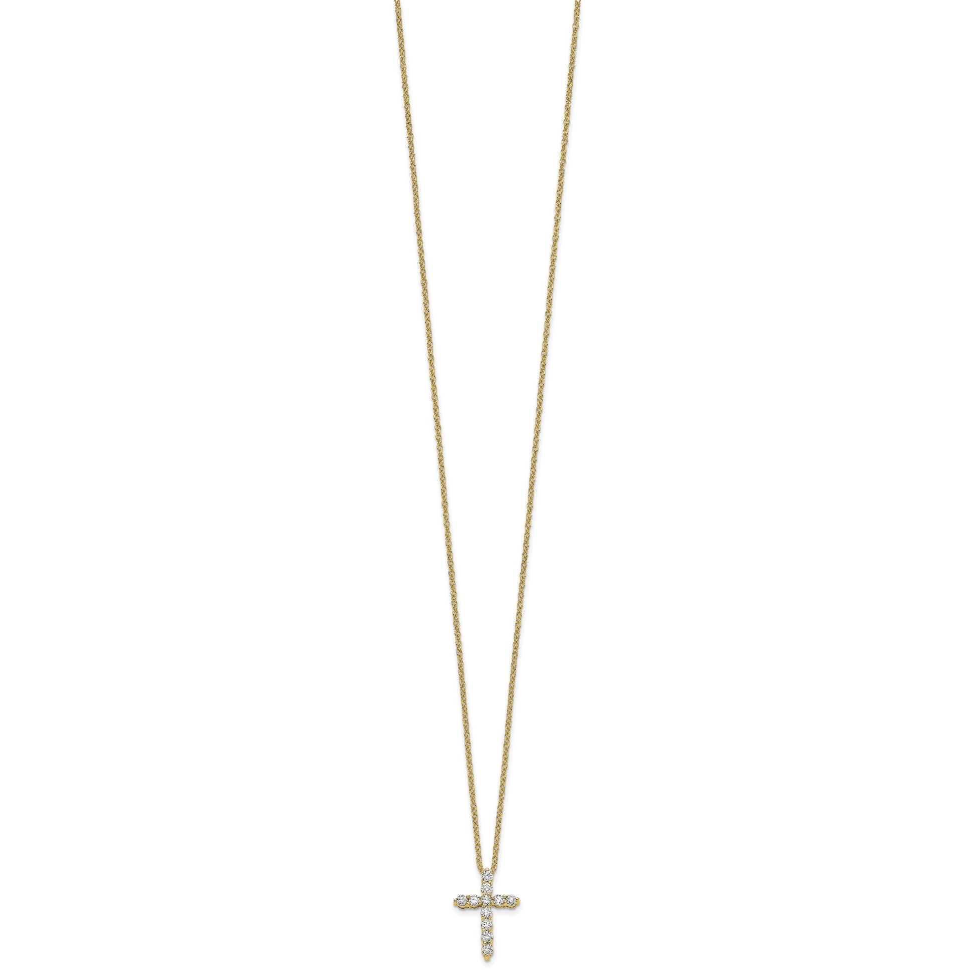 14k Polished 1/3 carat Diamond Cross Pendant 18 inch Necklace