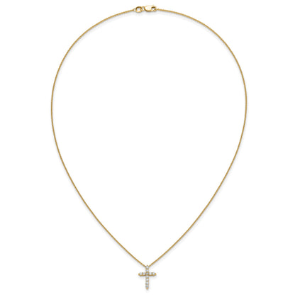 14k Polished 1/3 carat Diamond Cross Pendant 18 inch Necklace