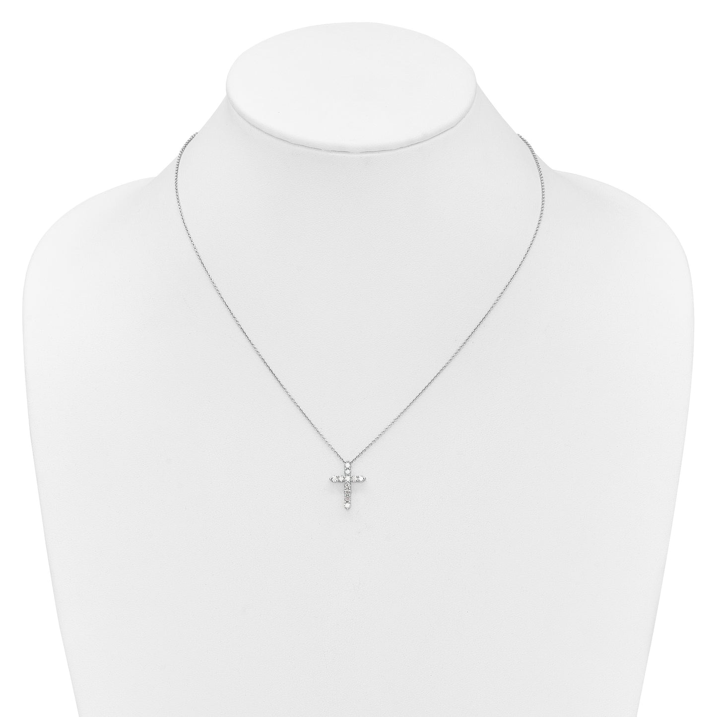 14k White Gold 1/2 carat Diamond Cross Pendant 18 inch Necklace