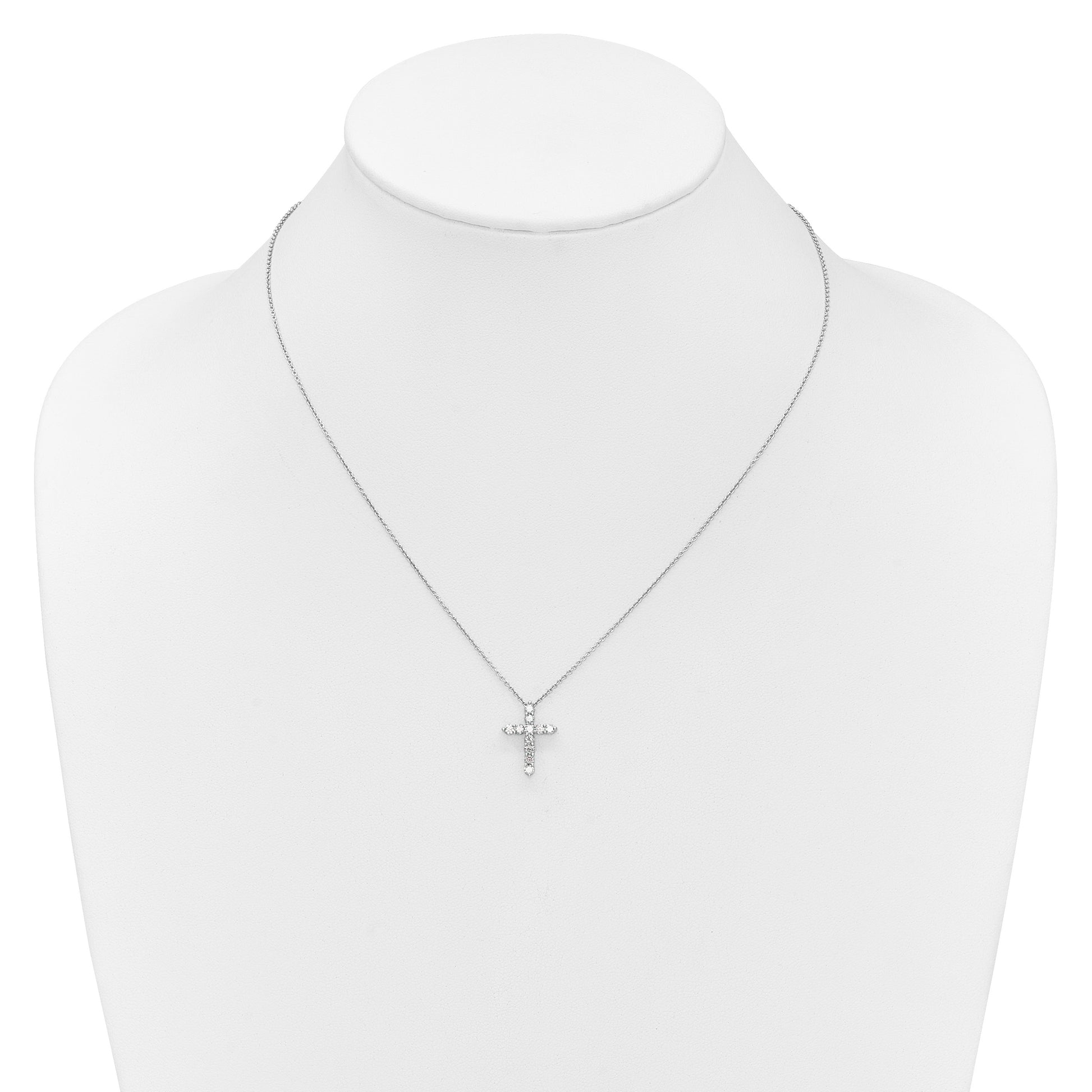 14k White Gold 1/2 carat Diamond Cross Pendant 18 inch Necklace