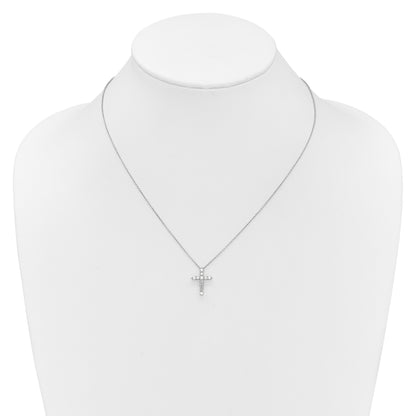 14k White Gold 1/2 carat Diamond Cross Pendant 18 inch Necklace