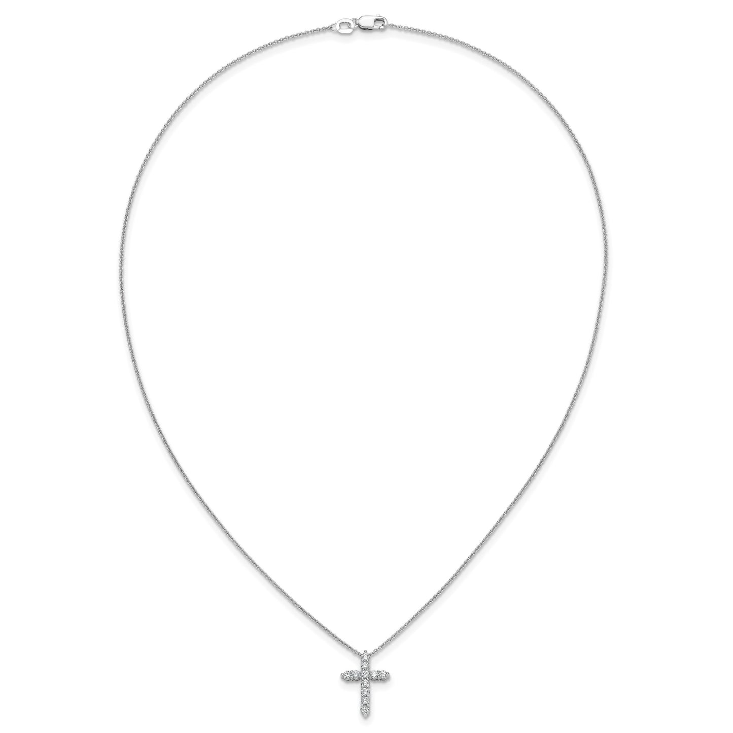 14k White Gold 1/2 carat Diamond Cross Pendant 18 inch Necklace