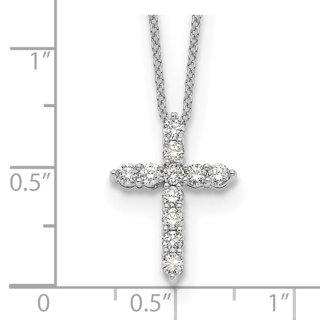 14k White Gold 1/2 carat Diamond Cross Pendant 18 inch Necklace