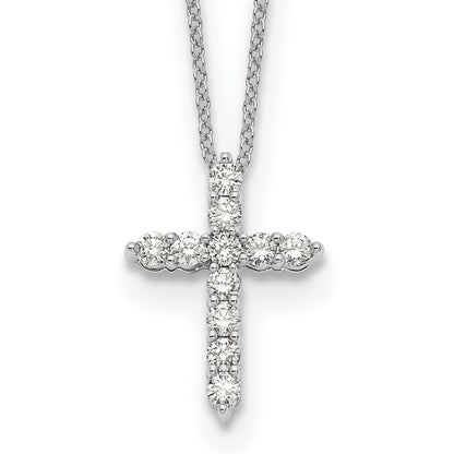 14k White Gold 1/2 carat Diamond Cross Pendant 18 inch Necklace