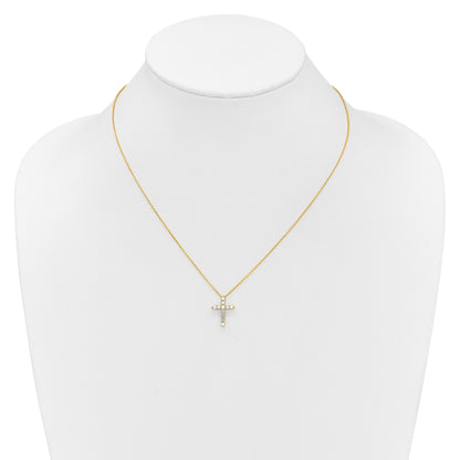 14k Polished 1/2 carat Diamond Cross Pendant 18 inch Necklace
