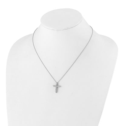 14k White Gold 1 carat Diamond Cross Pendant 18 inch Necklace