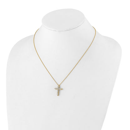 14k Polished 1 carat Diamond Cross Pendant 18 inch Necklace