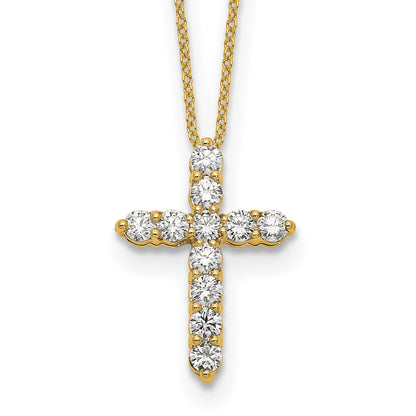 14k Polished 1 carat Diamond Cross Pendant 18 inch Necklace