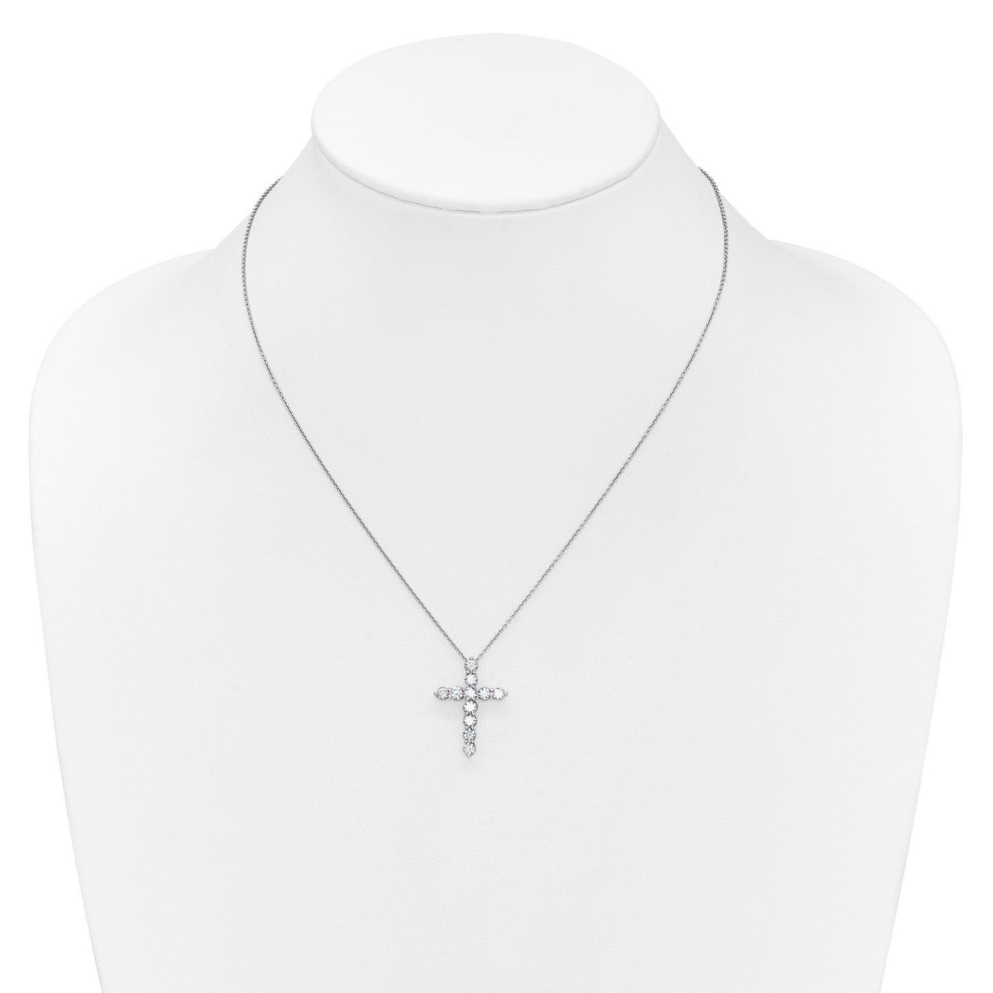 14k White Gold 1.5 carat Diamond Cross Pendant 18 inch Necklace