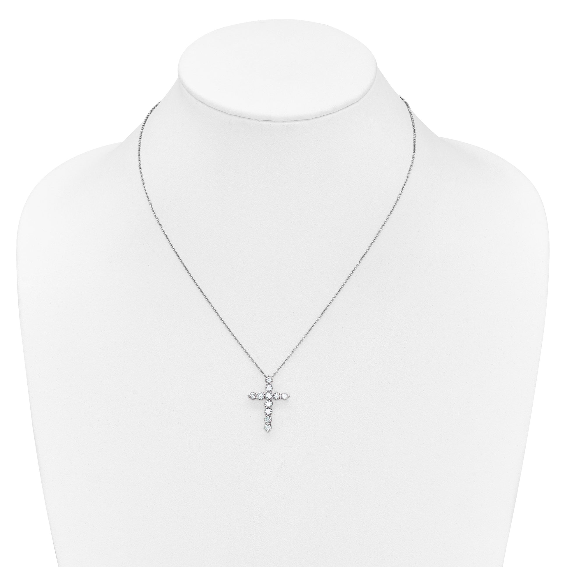 14k White Gold 1.5 carat Diamond Cross Pendant 18 inch Necklace
