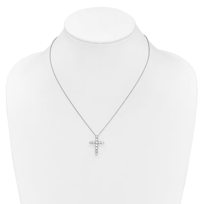 14k White Gold 1.5 carat Diamond Cross Pendant 18 inch Necklace