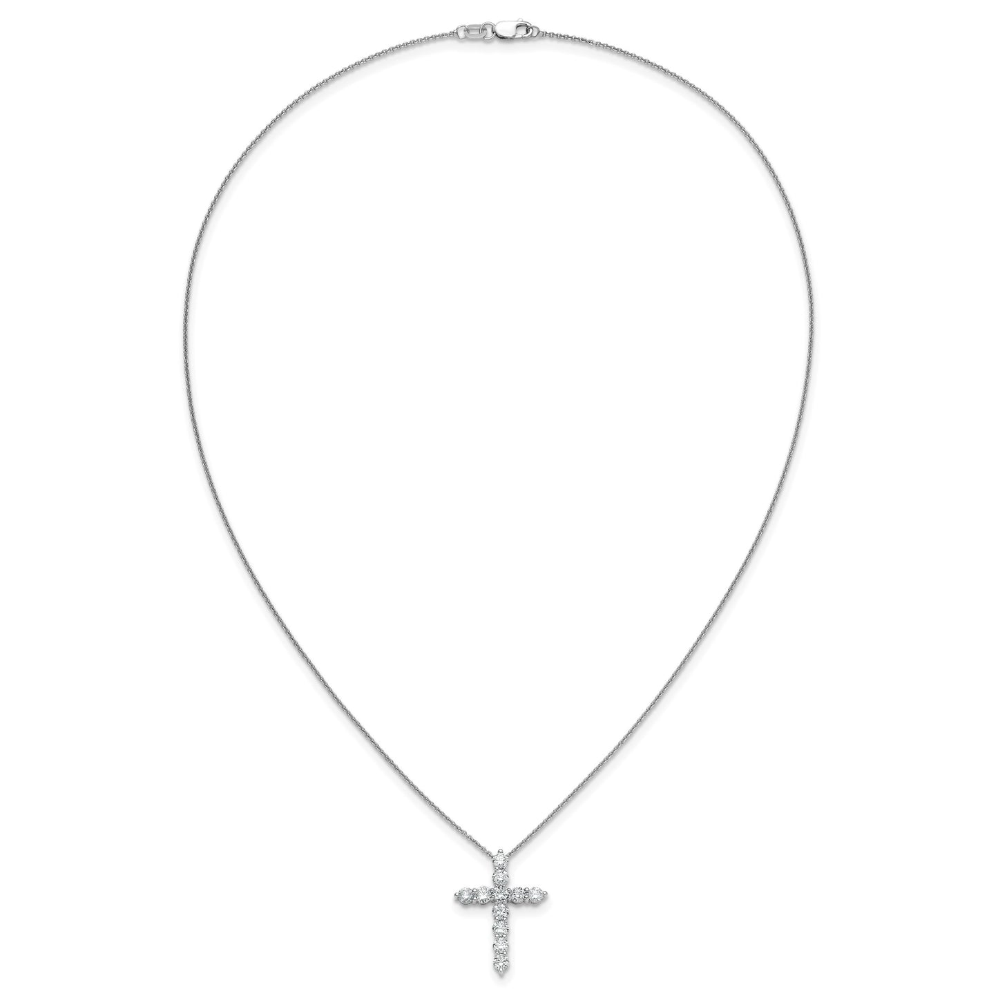 14k White Gold 1.5 carat Diamond Cross Pendant 18 inch Necklace