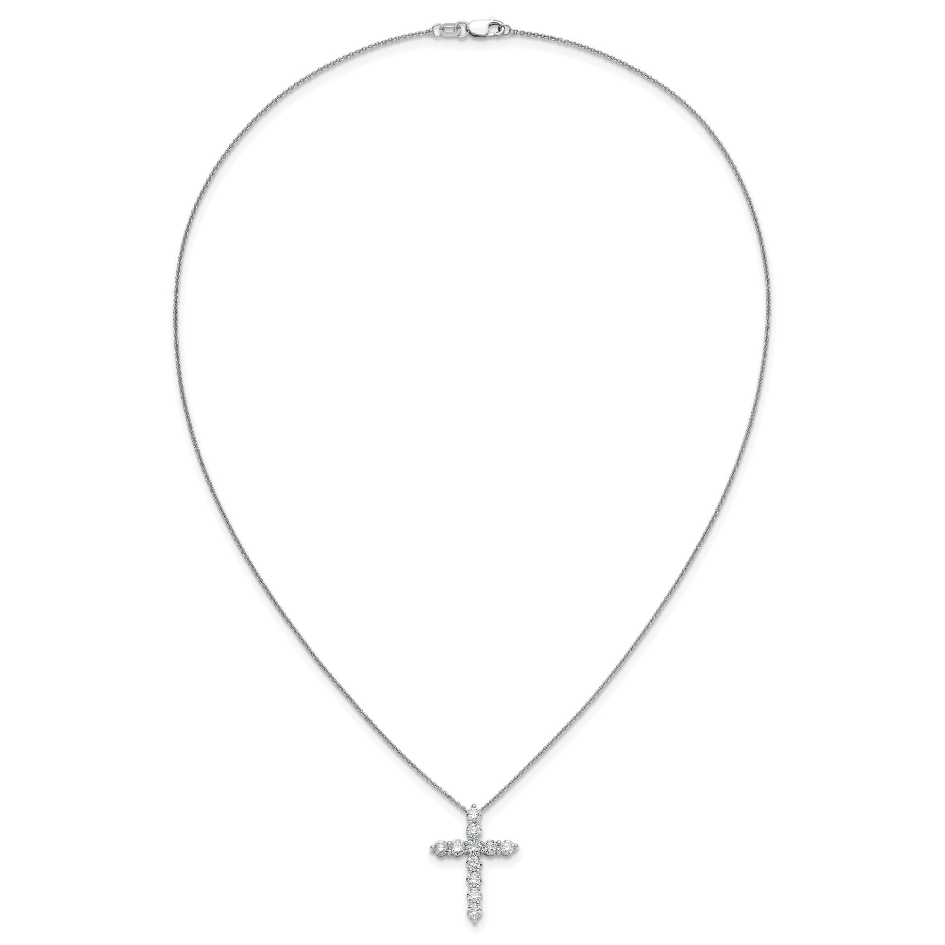 14k White Gold 1.5 carat Diamond Cross Pendant 18 inch Necklace