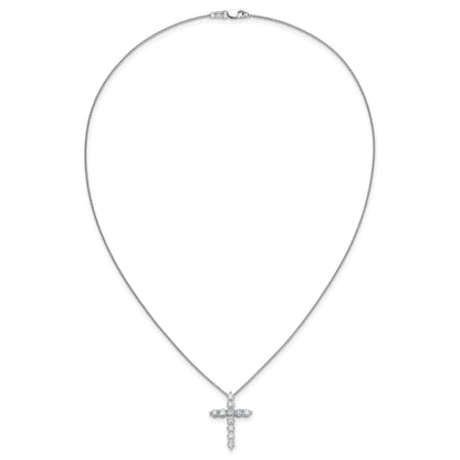 14k White Gold 1.5 carat Diamond Cross Pendant 18 inch Necklace