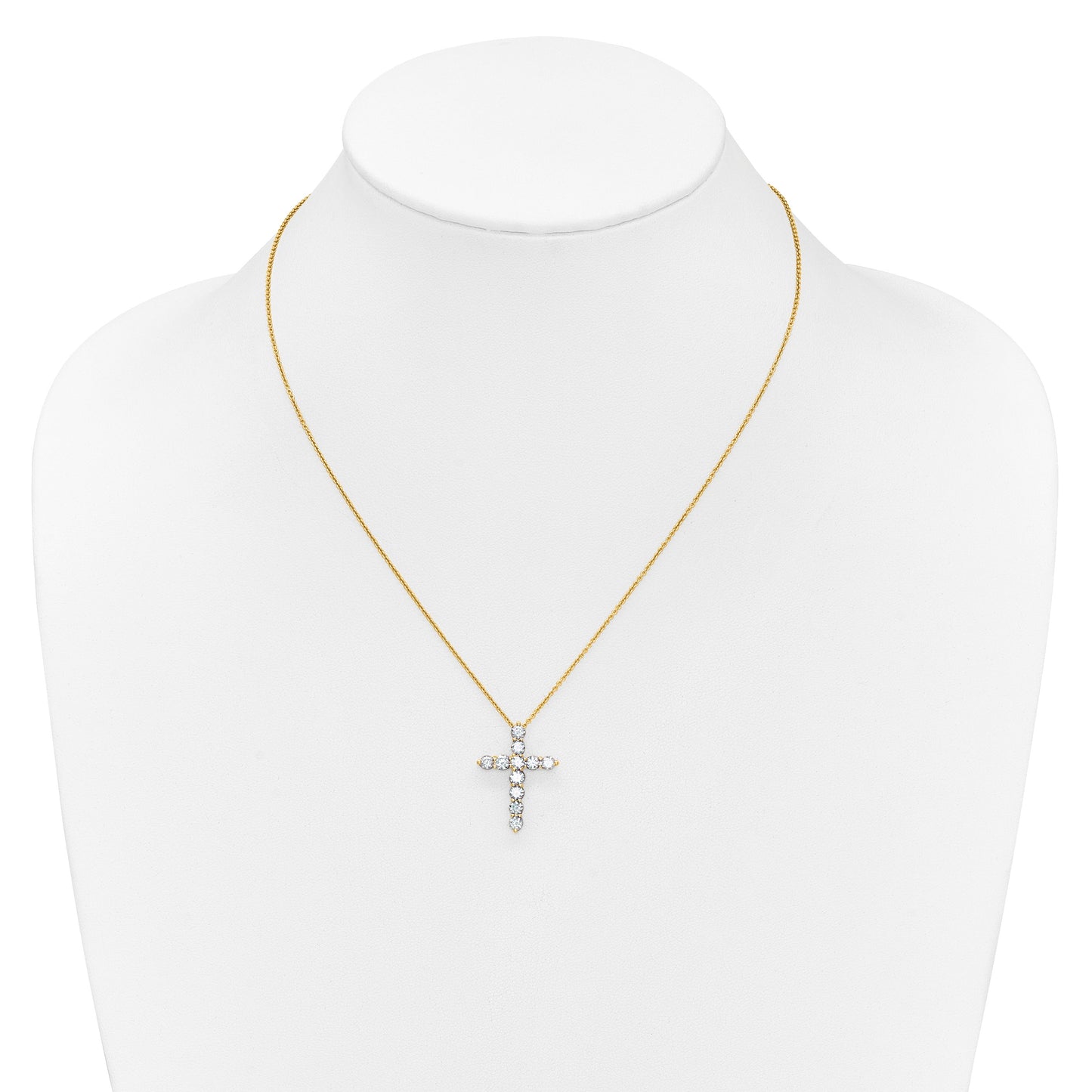 14k Polished 1.5 carat Diamond Cross Pendant 18 inch Necklace