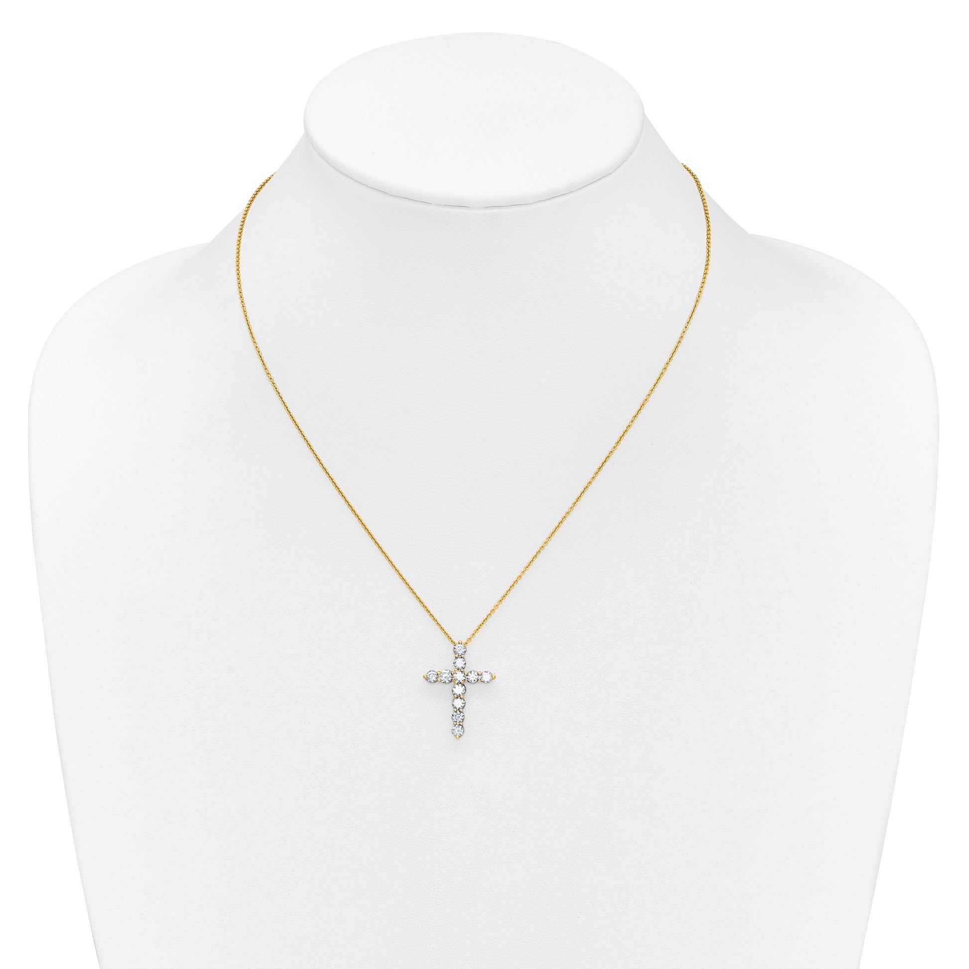 14k Polished 1.5 carat Diamond Cross Pendant 18 inch Necklace