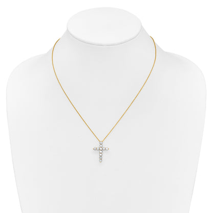 14k Polished 1.5 carat Diamond Cross Pendant 18 inch Necklace