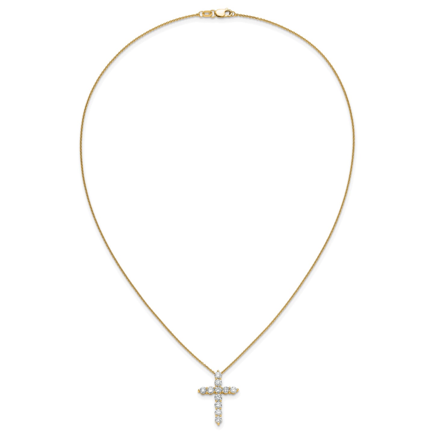 14k Polished 1.5 carat Diamond Cross Pendant 18 inch Necklace