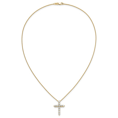 14k Polished 1.5 carat Diamond Cross Pendant 18 inch Necklace