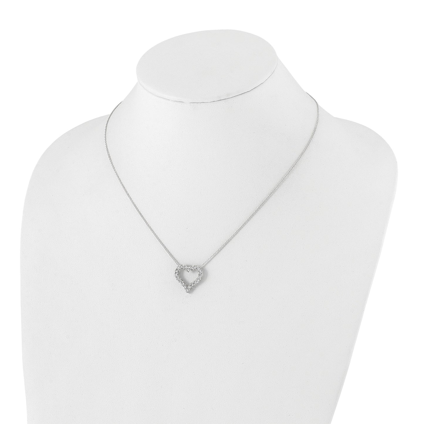 14k White Gold 1 carat Diamond Heart 18 inch Necklace