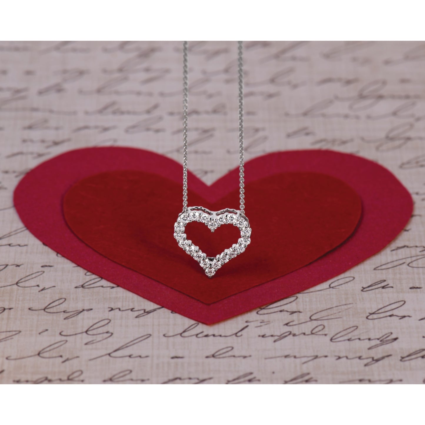 14k White Gold 1 carat Diamond Heart 18 inch Necklace