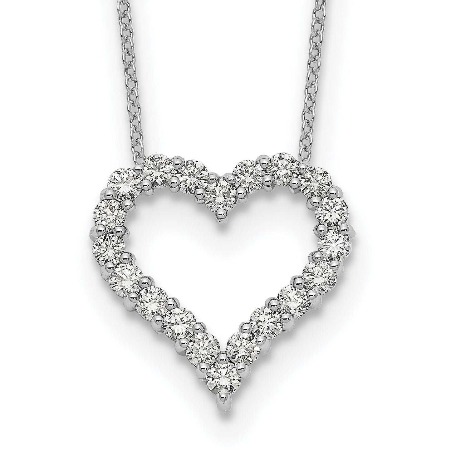 14k White Gold 1 carat Diamond Heart 18 inch Necklace
