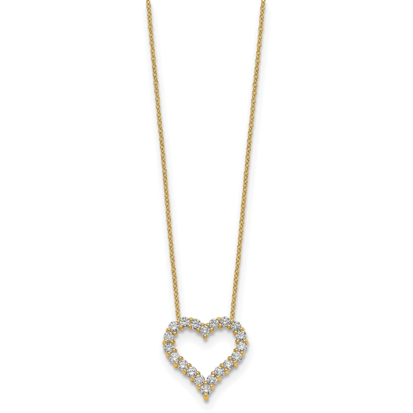 14k Polished 1 carat Diamond Heart 18 inch Necklace