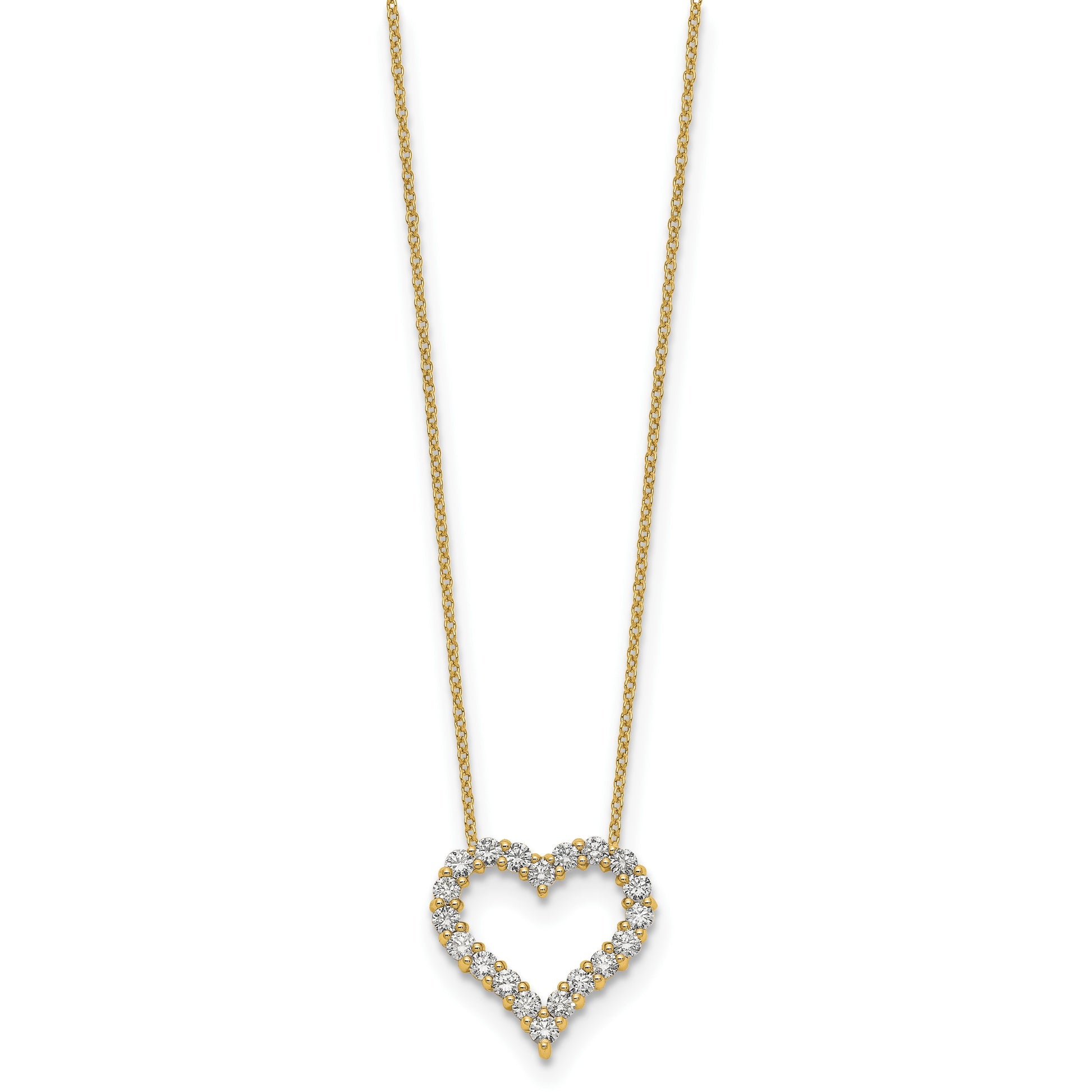 14k Polished 1 carat Diamond Heart 18 inch Necklace