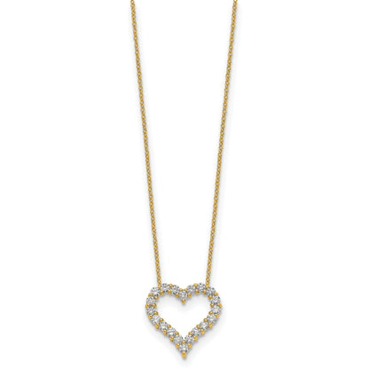14k Polished 1 carat Diamond Heart 18 inch Necklace