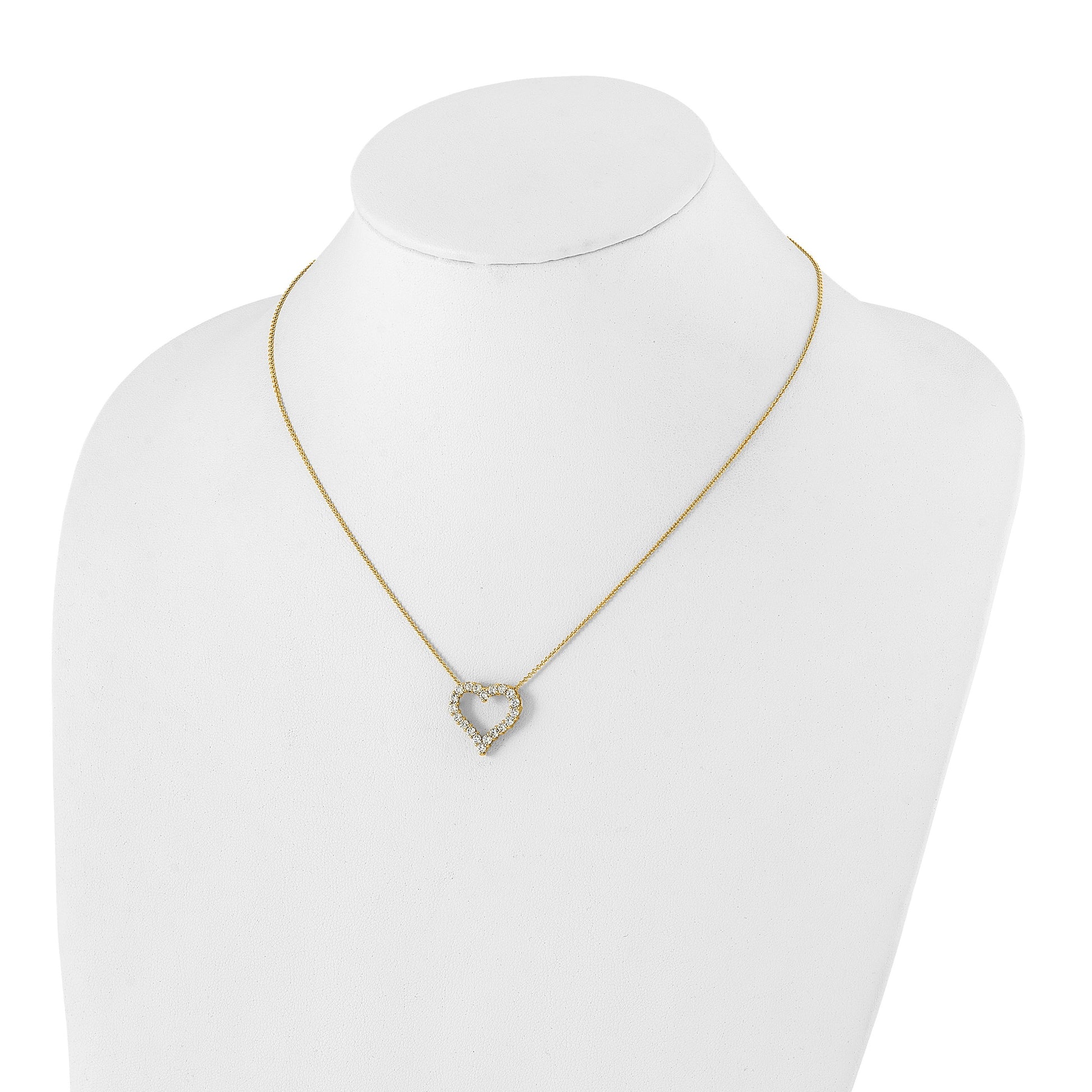 14k Polished 1 carat Diamond Heart 18 inch Necklace