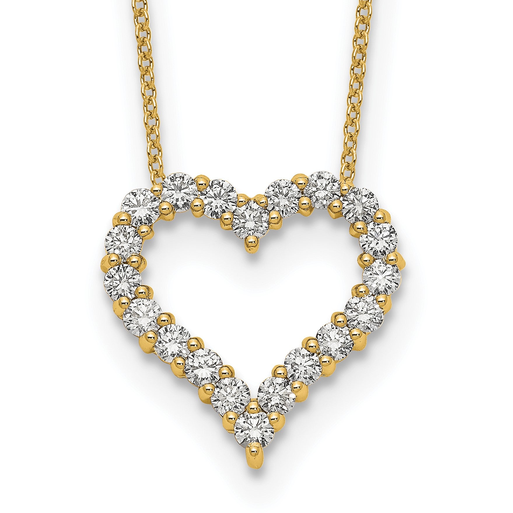 14k Polished 1 carat Diamond Heart 18 inch Necklace