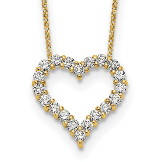 14k Polished 1 carat Diamond Heart 18 inch Necklace