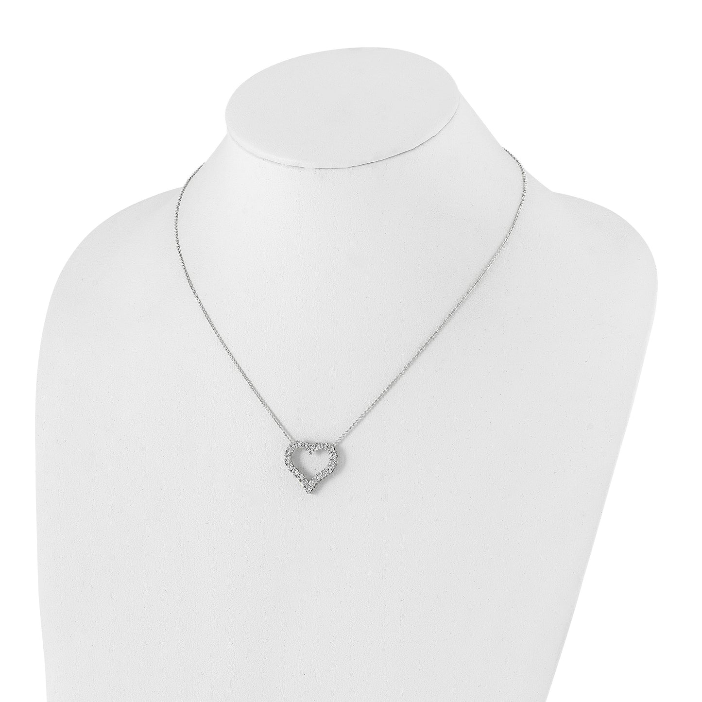 14k White Gold 1.5 carat Diamond Heart 18 inch Necklace