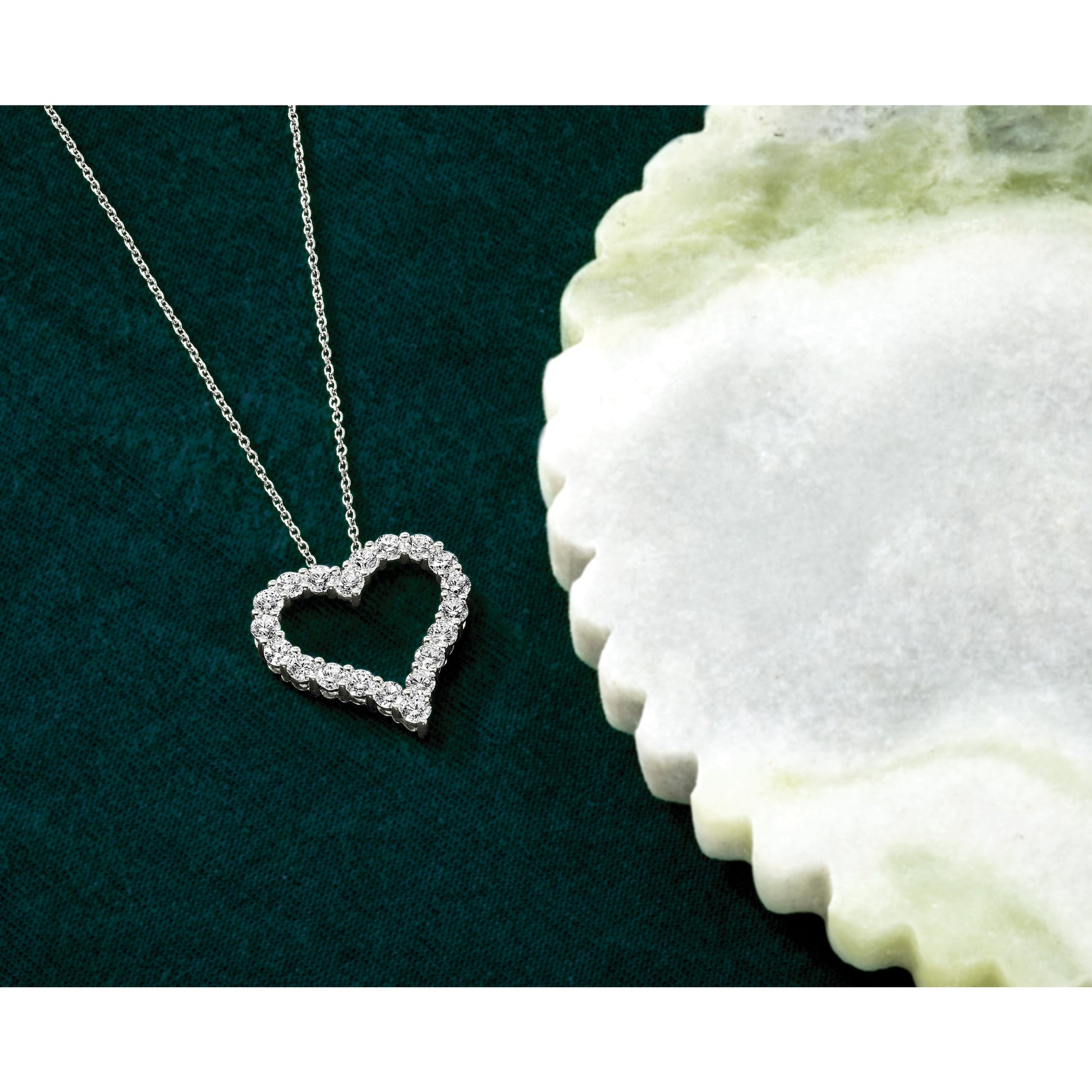 14k White Gold 1.5 carat Diamond Heart 18 inch Necklace