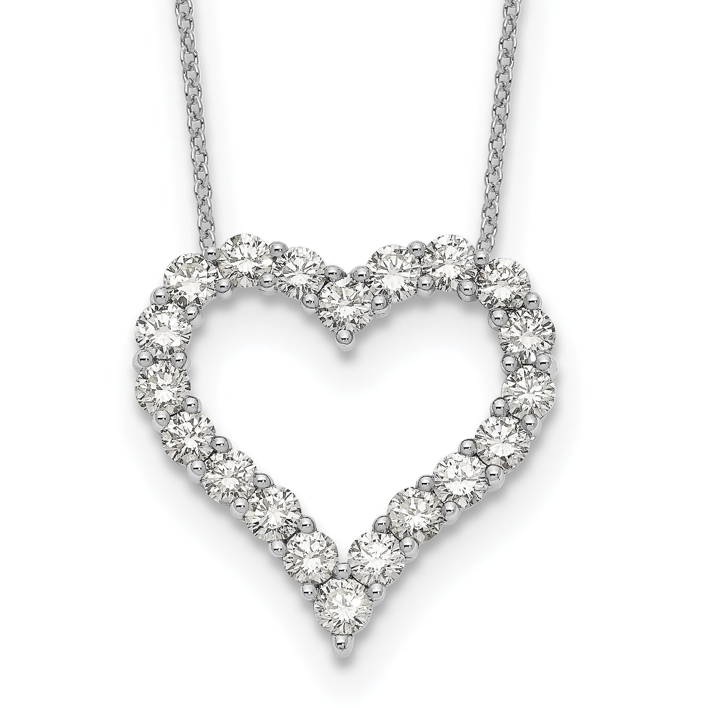 14k White Gold 2 carat Diamond Heart 18 inch Necklace