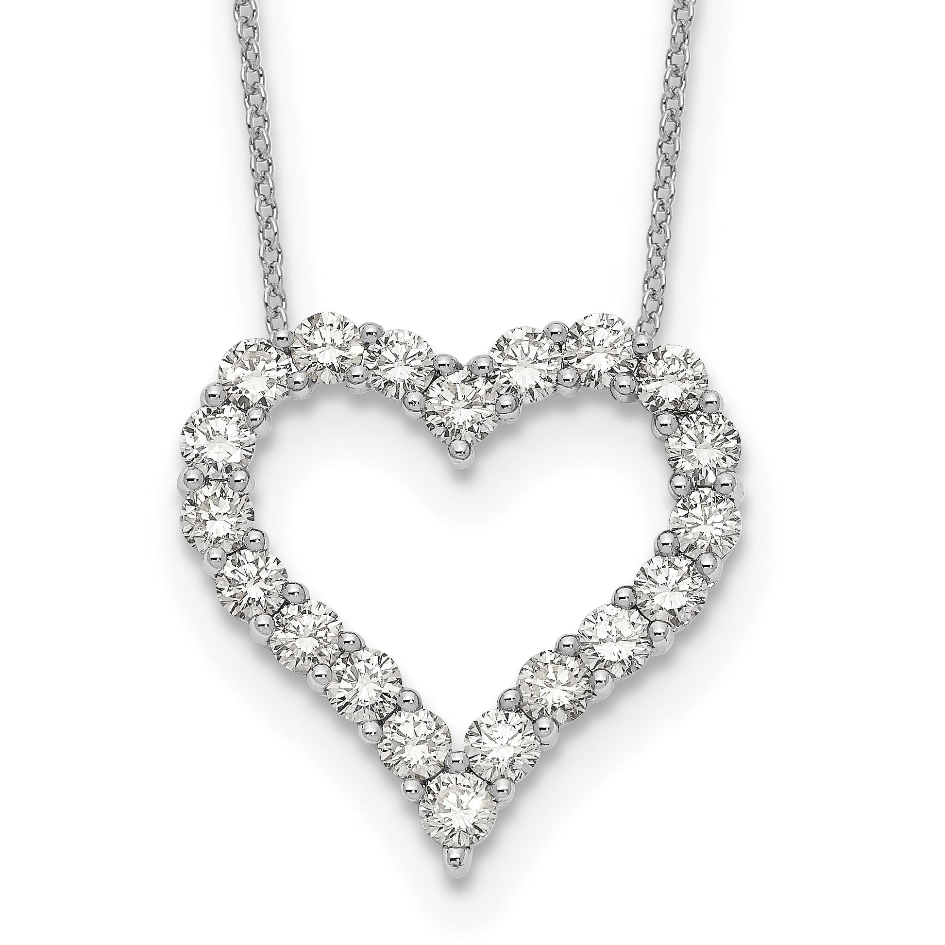 14k White Gold 2 carat Diamond Heart 18 inch Necklace