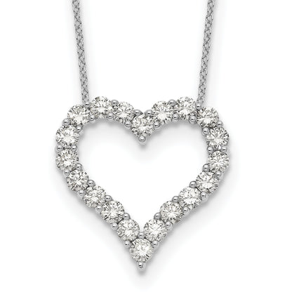 14k White Gold 2 carat Diamond Heart 18 inch Necklace