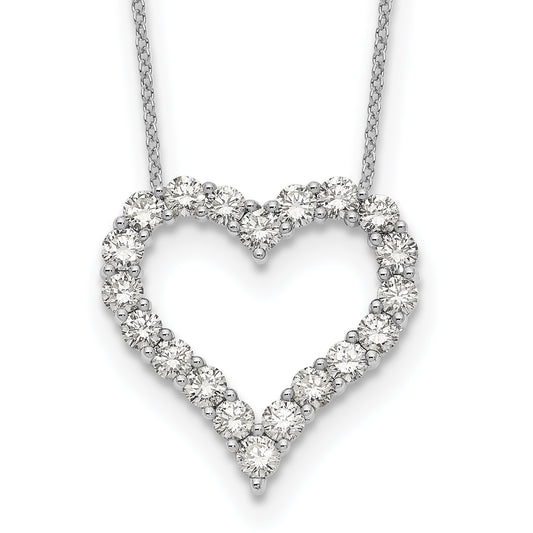 14k White Gold 2 carat Diamond Heart 18 inch Necklace