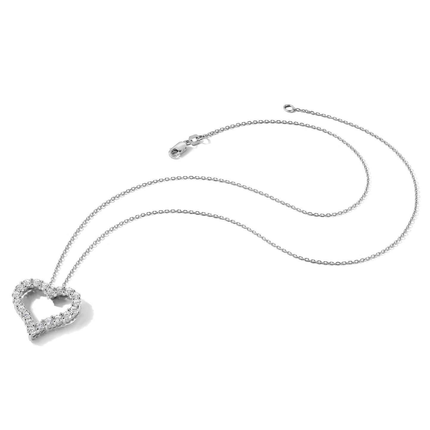 14k White Gold 1 carat Diamond Heart 18 inch Necklace
