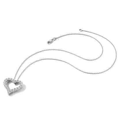 14k White Gold 1 carat Diamond Heart 18 inch Necklace