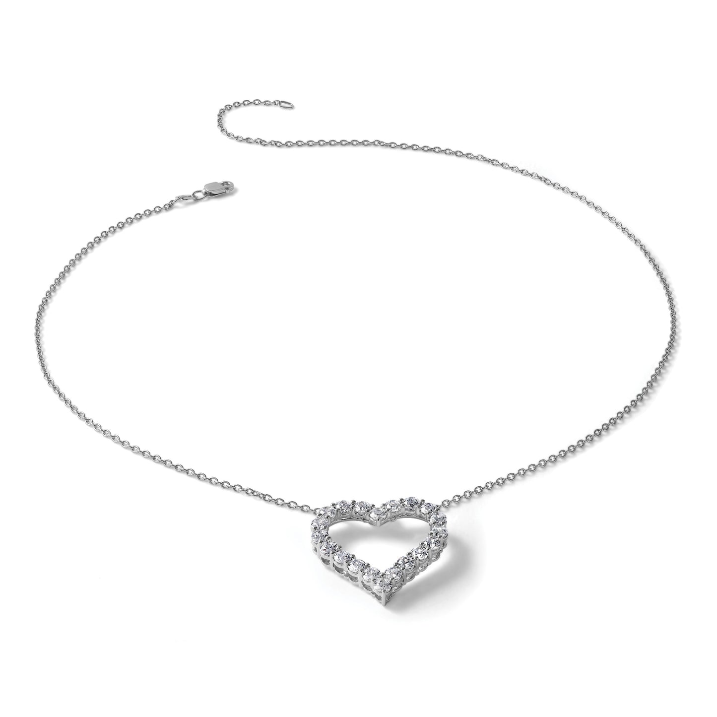 14k White Gold 2 carat Diamond Heart 18 inch Necklace