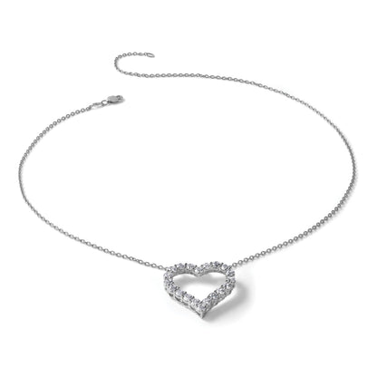 14k White Gold 2 carat Diamond Heart 18 inch Necklace