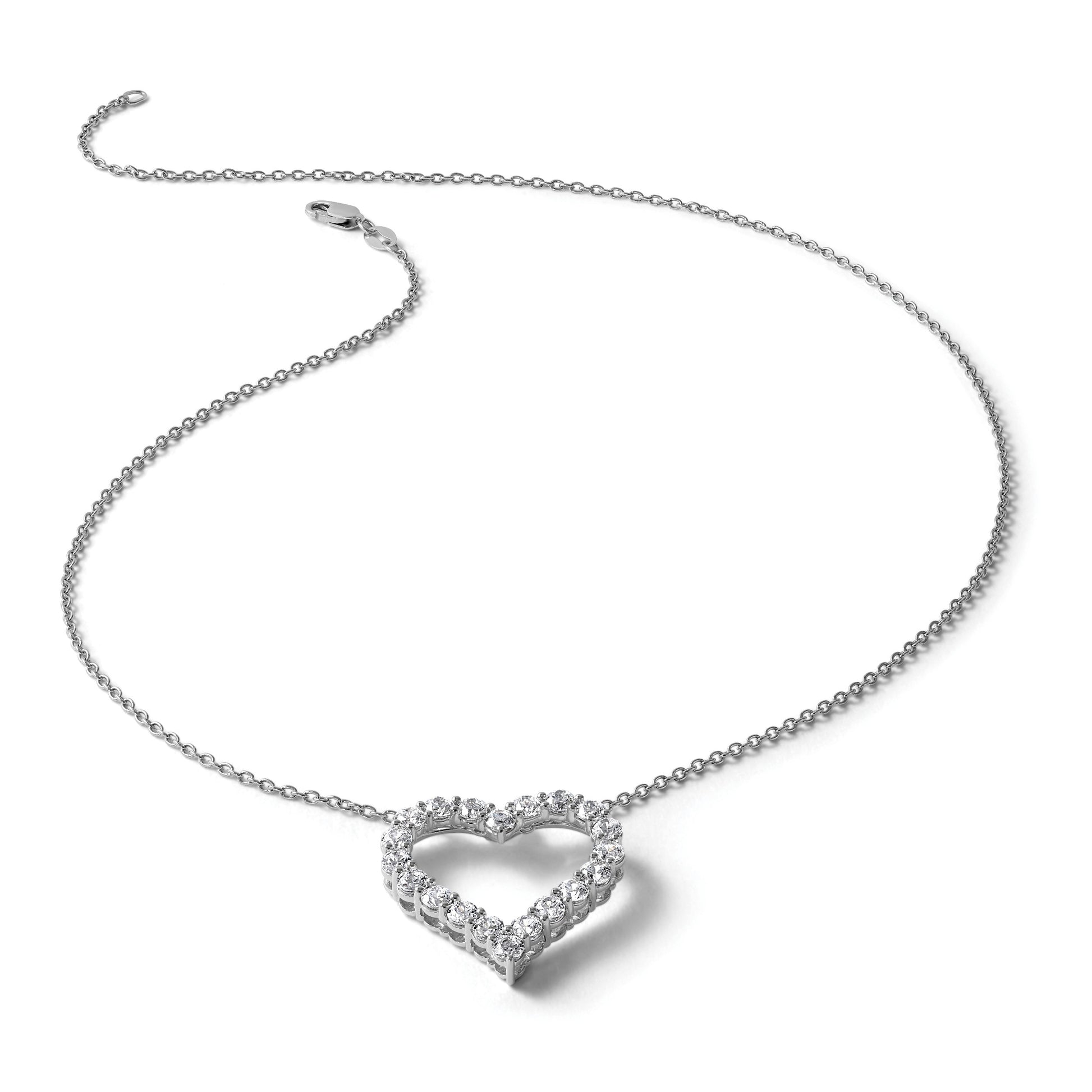 14k White Gold 2 carat Diamond Heart 18 inch Necklace
