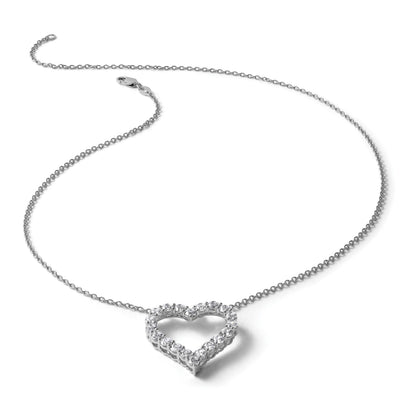 14k White Gold 2 carat Diamond Heart 18 inch Necklace